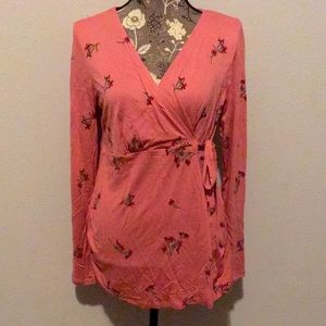 Rose floral wrap top